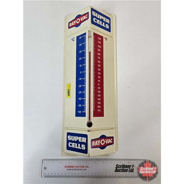 Ray-O-Vac Vintage Wall Thermometer : Moulded Plastic (Measures : 18-1/4"H x 6-3/4"W)