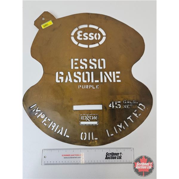 Brass Fuel Drum Stencil : "Esso Purple Gasoline" (Measures : 21" x 19")