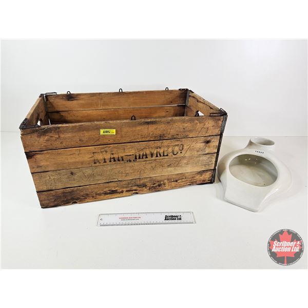 Combo: - Foldable Wooden Crate w/Metal Brackets "Ryan Havre Co" (Open Size : 12'H x 25-1/4"W x 14"D)