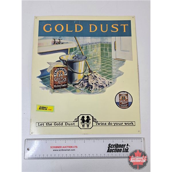 Single Sided Tin Embossed "Gold Dust Washing Powder" Sign : Vintage Reproduction (Measures : 13-1/2"