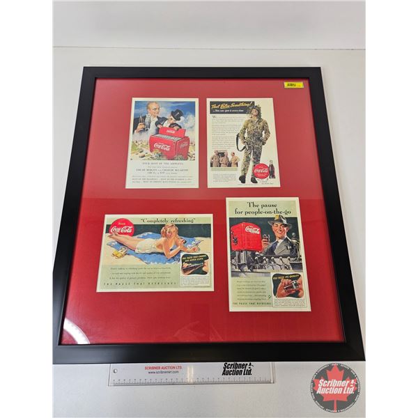 Quality Glass Framed & Matted Coca-Cola Magazine Ads from 1940's & 1950's (Measures : 27-1/2"H x 24-