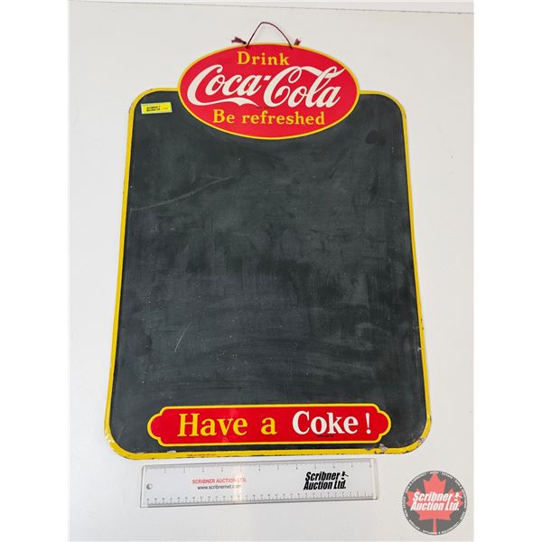 Single Sided Tin Coca-Cola Menu Chalkboard (c. 1951) (Measures : 26"H x 17-3/4"W)
