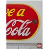 Image 5 : Porcelain "Have a Coca-Cola" Palm Press (Notes : 1 Grommet Missing & Some Chipping) (Measures : 3-3/