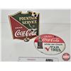 Image 1 : Coca-Cola Reproduction Signs (2) : - Service Station : Tin Embossed (12"Dia) - Fountain Service : Ca