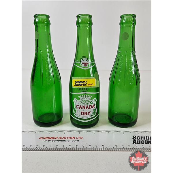 Canada Dry Bottles (3) - ACL Label (1) - Embossed (2) (Measure : 7-3/4"H)