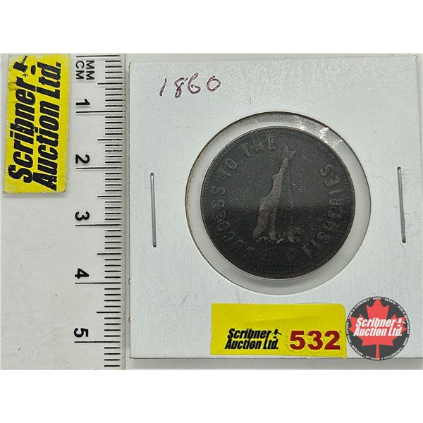 PEI Half Penny 1859 - 1860 : Success to the Fisheries : Speed the Plow