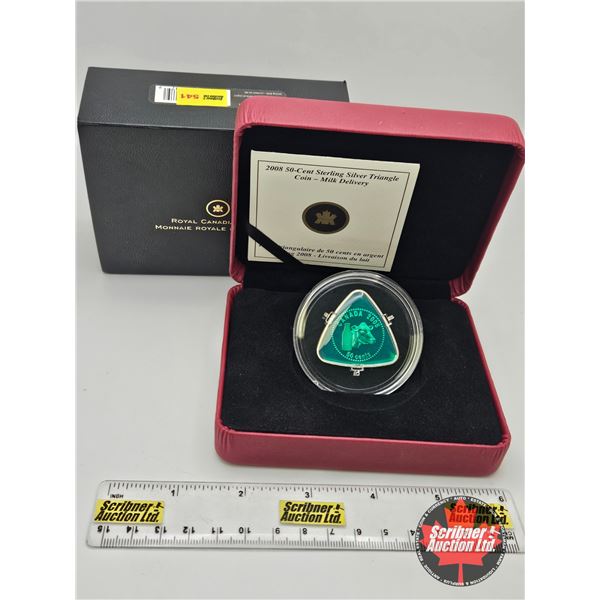 RCM Canada 2008 : Fifty Cent Sterling Silver Triangle Coin : Milk Delivery (COA #11627)