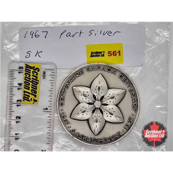 Canada's Centennial 1967 : Medallion : Saskatchewan : Provincial Flowers and Map