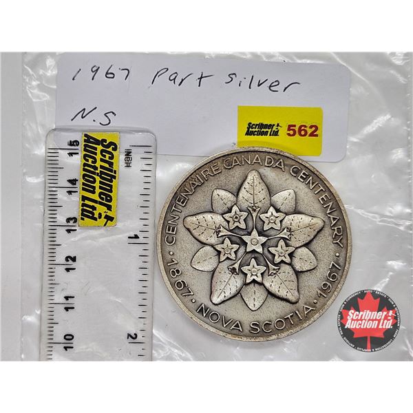 Canada's Centennial 1967 : Medallion : Nova Scotia : Provincial Flowers and Map