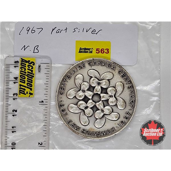 Canada's Centennial 1967 : Medallion : New Brunswick : Provincial Flowers and Map