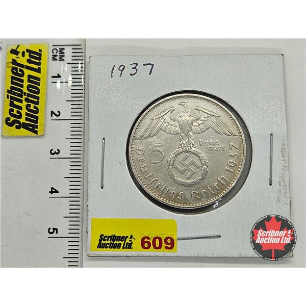 Germany 5 Reichsmark 1937 : Paul von Hindenburg