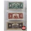 Image 5 : Bank of Canada 1937 Bills (3): - $1 Bill : Coyne/Towers #CN9585182 - $2 Bill : Coyne/Towers #JR36742