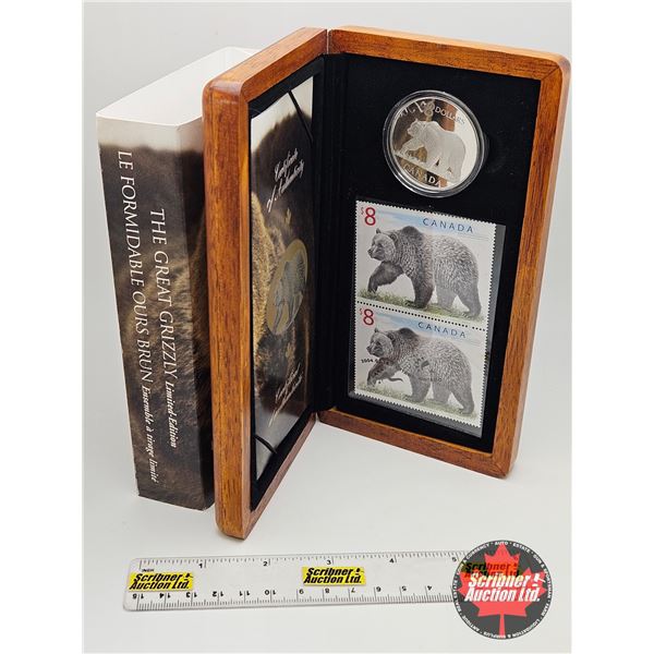 RCM Canada 2004 $8 Limited-Edition Stamp & Fine Silver Coin Set : The Great Grizzly (S/N#09790 of 25