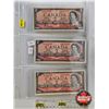 Image 1 : Canada $2 Bills 1954 (3) : Including * Replacement  - Beattie/Rasminsky #DR2647775 - *Replacement : 
