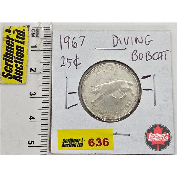 Canada Twenty Five Cent 1967 "Diving Bobcat"