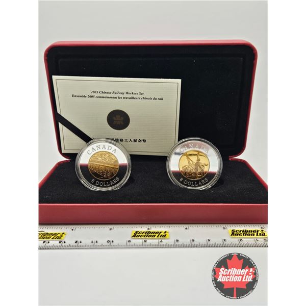 RCM Canada 2005 Chinese Railway Workers $8 Coins Set (COA #988 : 99.99%)