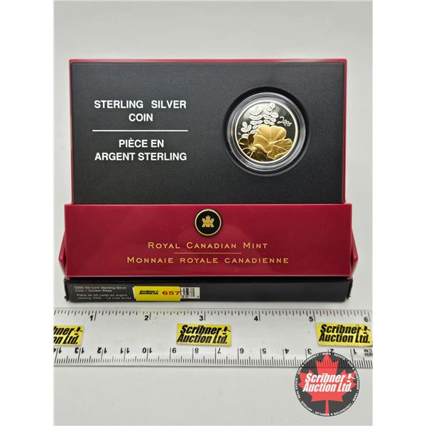 RCM Canada 2005 : Fifty Cent Sterling Silver Coin : Golden Rose (COA #17049) (92.5%)