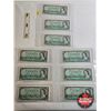 Image 1 : Canada $1 Bills 1954 (9 Sequential) : Beattie/Rasminsky #DZ8237132 - 7140