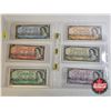 Image 1 : Canada Bills 1954 (6) : - $1 : Lawson/Bouey #YF5996590 - $2 : Beattie/Rasminsky #RR4811697 - $5 : Be