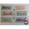 Image 4 : Canada Bills 1954 (6) : - $1 : Lawson/Bouey #YF5996590 - $2 : Beattie/Rasminsky #RR4811697 - $5 : Be