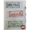 Image 5 : Canada Bills 1954 (6) : - $1 : Lawson/Bouey #YF5996590 - $2 : Beattie/Rasminsky #RR4811697 - $5 : Be