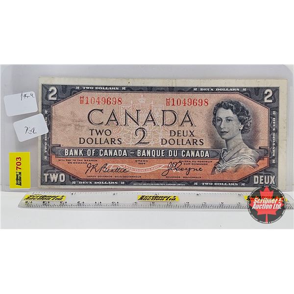 Canada $2 Bill 1954DF "Devil's Face" : Beattie/Coyne #HB1049698