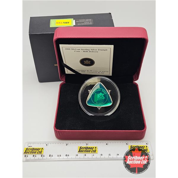 RCM Canada 2008 : Fifty Cent Sterling Silver Triangle Coin : Milk Delivery (COA #11640)