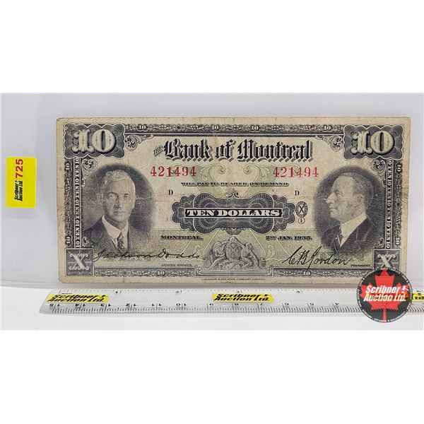 The Bank of Montreal $10 Bill 1935 : #421494