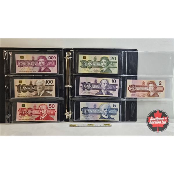Canada Bills Bird Series (7) : - $1000 : 1988 Bonin/Thiessen #EKA2454381 - $100 : 1988 Thiessen/Crow