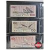 Image 7 : Canada Bills Bird Series (7) : - $1000 : 1988 Bonin/Thiessen #EKA2454381 - $100 : 1988 Thiessen/Crow