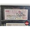Image 8 : Canada Bills Bird Series (7) : - $1000 : 1988 Bonin/Thiessen #EKA2454381 - $100 : 1988 Thiessen/Crow