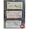 Image 9 : Canada Bills Bird Series (7) : - $1000 : 1988 Bonin/Thiessen #EKA2454381 - $100 : 1988 Thiessen/Crow