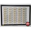 Image 1 : Canada $1 Bills 1973 UNCUT SHEET (FRAMED) of 40 Bills (5x8) : Crow/Bouey #BFK (Frame Measures : 26-1