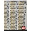 Image 3 : Canada $1 Bills 1973 UNCUT SHEET (FRAMED) of 40 Bills (5x8) : Crow/Bouey #BFK (Frame Measures : 26-1