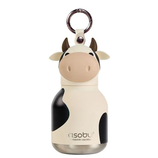 Asobu Mini Bestie Cow Water Bottle Bag Charm (200ml) Insulated Portable Water Bottle Bag Charm - New
