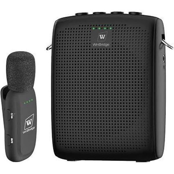 Winbridge WB005 Wireless/Bluetooth Lavalier Mic Voice Amplifier; Mini Megaphone Speaker Mic Set-NEW