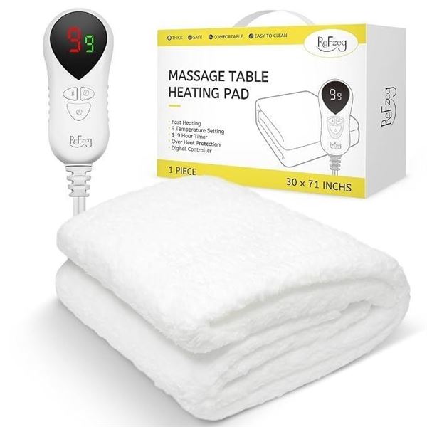 Massage Table Heating Pad 30" x 71" Large/Thick & Soft Fleece Spa Massage Bed Warmer; 9 Heat Levels