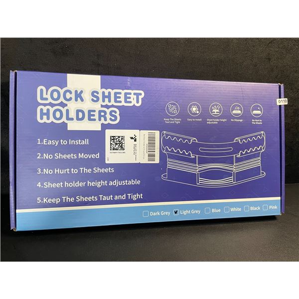 Locking Bed Sheet Holder Set - Keeps Bed Sheets Tight/Secure; Easy to Install - New!