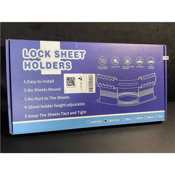 Locking Bed Sheet Holder Set - Keeps Bed Sheets Tight/Secure; Easy to Install - New!