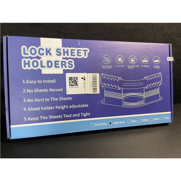 Locking Bed Sheet Holder Set - Keeps Bed Sheets Tight/Secure; Easy to Install - New!