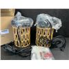 Image 10 : Set of 2 Rattan Farmhouse Design Hanging Wall Sconce Lights (Plug-In Design) - New!