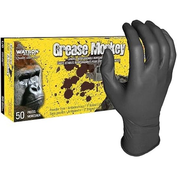 Watson Gloves 50-Pack Grease Monkey 8 MIL Disposable Nitrile Gloves (Size XXL) Heavy Weight - New
