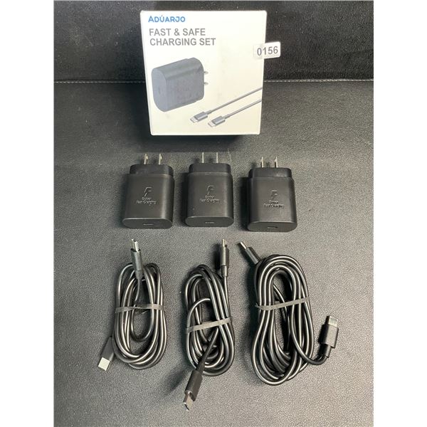 3-Pack USB-C to C Fast Charging Sets; 25W (3x Cords & 3x Wall Blocks) - New!