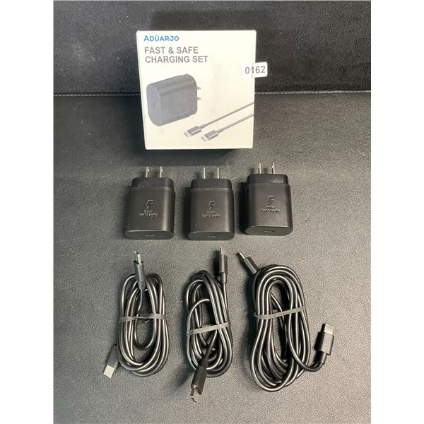 3-Pack USB-C to C Fast Charging Sets; 25W (3x Cords & 3x Wall Blocks) - New!