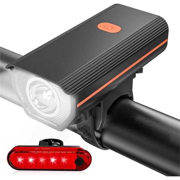 Lot of 2 Ultra-Bright Rechargeable Bike Lights with Horn Function; Mountain Bike Accessory - New