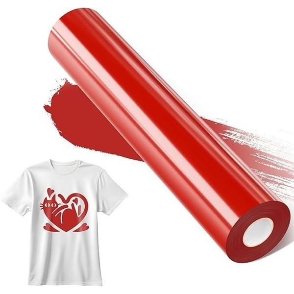 25FT Roll of Red Heat Transfer Vinyl; Iron-On HTV for Cricut/Heat Press Crafts/Custom Shirts; New