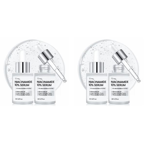 4 Boxes of Niacinamide 10% Serums (30ml) Balances Oil, Evens Out Skin Tone, Reduces Blemishes - New