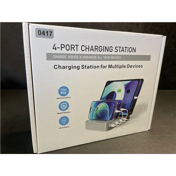 4-Port Charging Station for Charging Multiple Devices - 20W PD, LED Indicator - Brand New!
