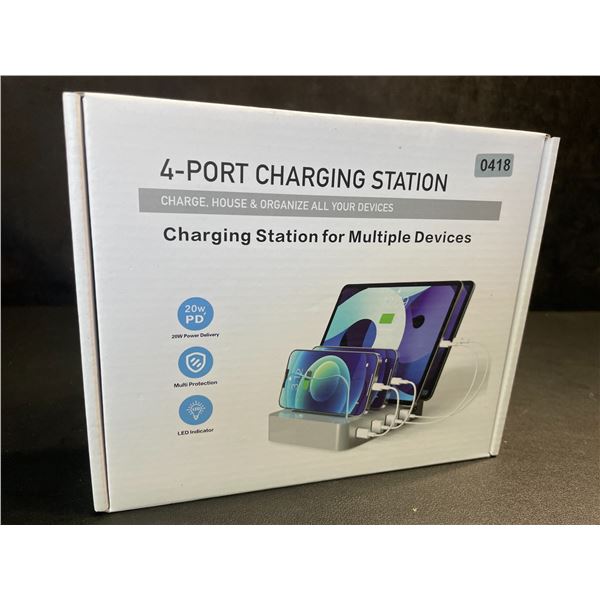 4-Port Charging Station for Charging Multiple Devices - 20W PD, LED Indicator - Brand New!
