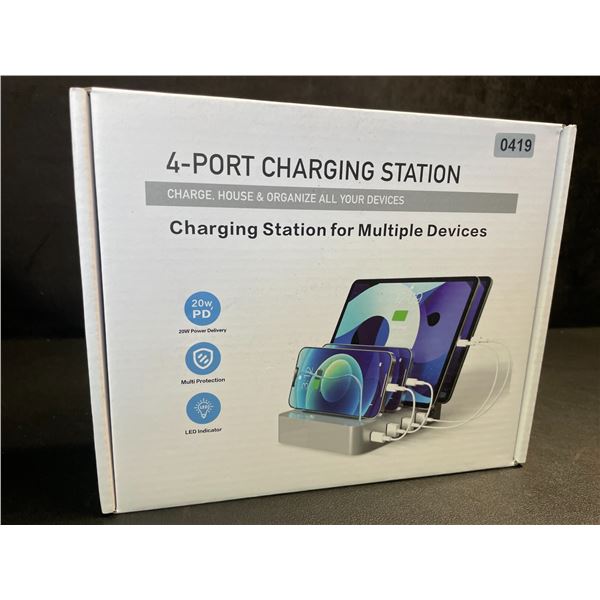 4-Port Charging Station for Charging Multiple Devices - 20W PD, LED Indicator - Brand New!